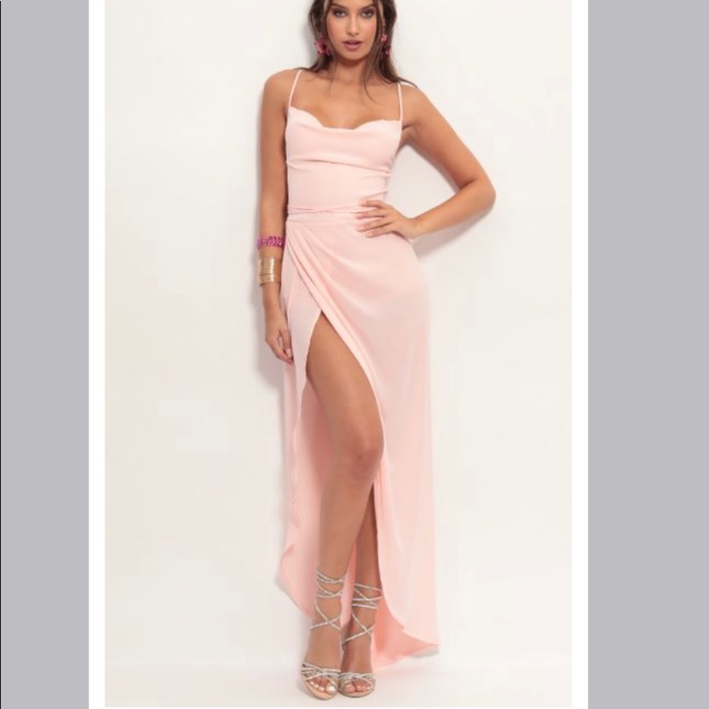 Lucy In The Sky Chiffon Luxe Maxi Dress in Peach